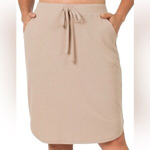 Women’s Mocha Plus Tulip Hem Drawstring Skirt With Side Pockets New 3X